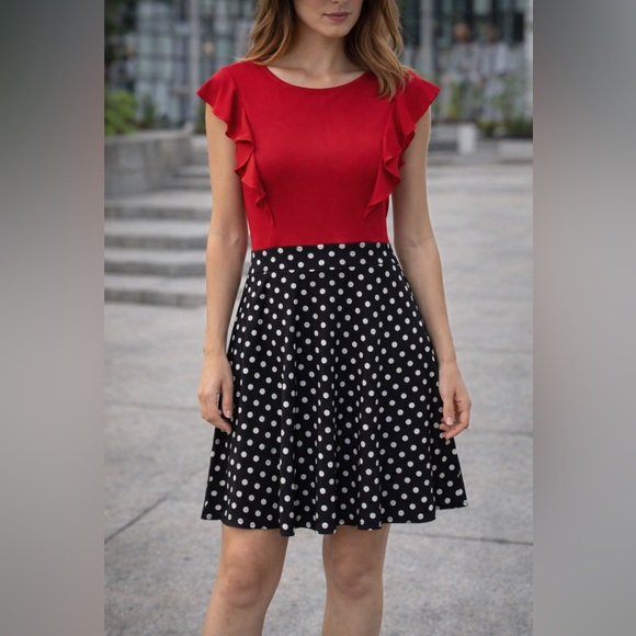 Dresses & Skirts - Red and Black Polka Dot Kids Dress